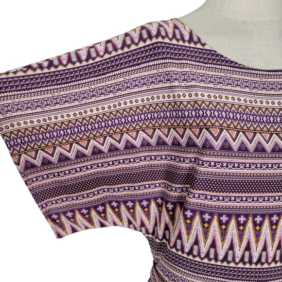 BCBGMaxAzria Dress Size M Dolman Sleeves Jersey Knit Stretchy Purple Combo New - Picture 4 of 13
